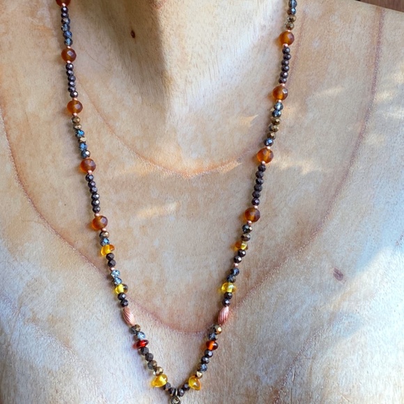 Baltic Amber with Austrian Crystals Christian Cross Necklace - Picture 6 of 9